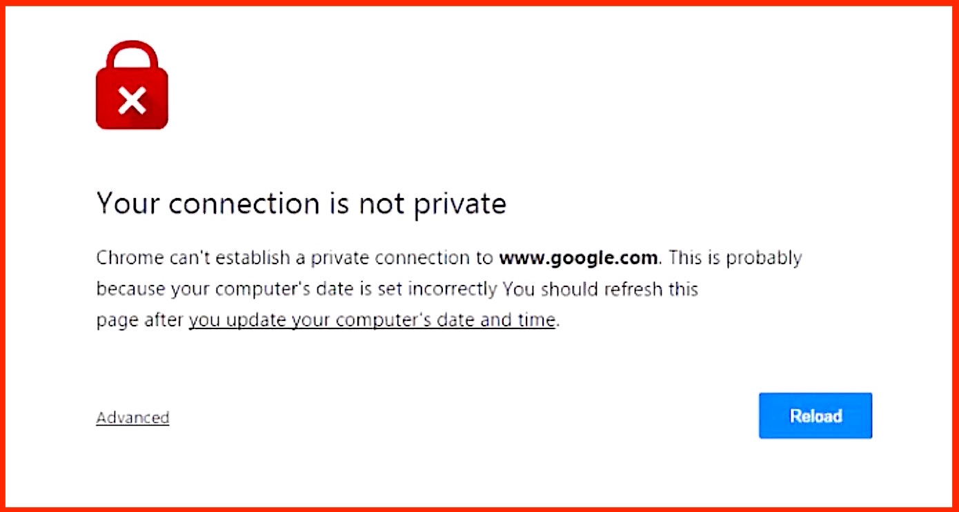 Corrija su conexión no es un error privado en Chrome