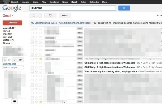 Ver el correo electrónico no leído solo en Gmail
