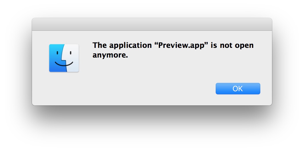 El nombre de la aplicación ya no está abierto Mensaje de error de Mac