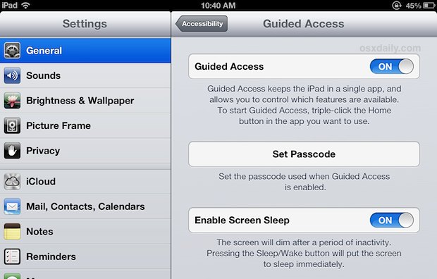Habilitar el acceso guiado en iOS