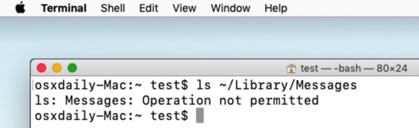 Error de operación no permitida en la terminal Mac