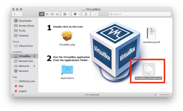 Desinstalar la herramienta VirtualBox para Mac
