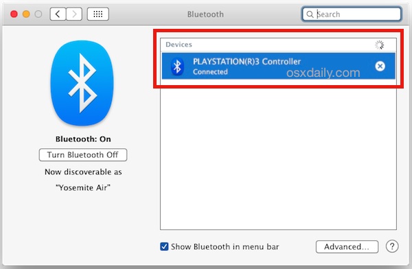 Conecte un controlador de Playstation 3 a Mac OS X