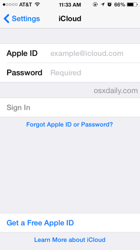 Cambiar una cuenta de iCloud en iOS