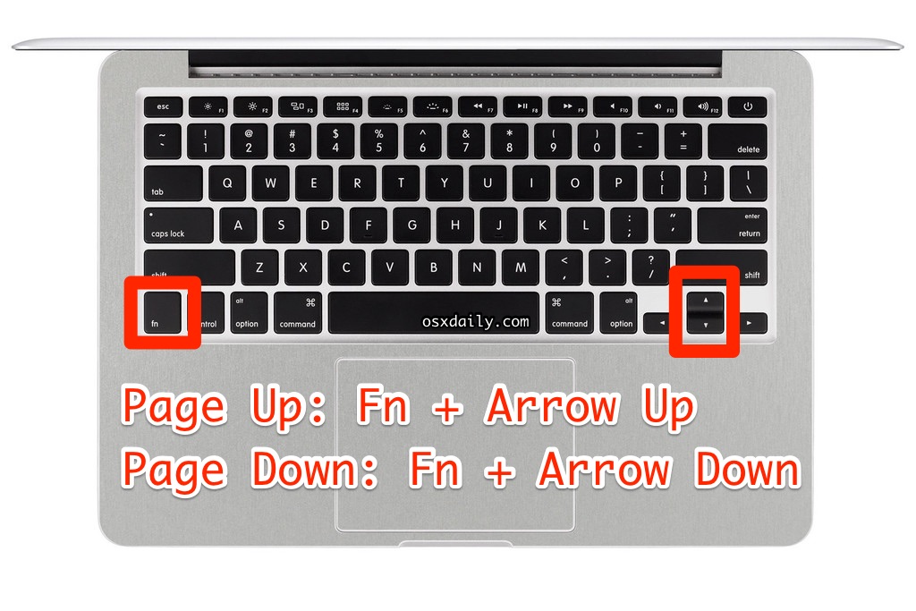 Page Up y Page Down en teclados Mac