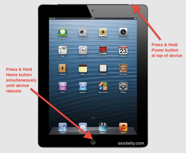 Forzar el reinicio de un iPad