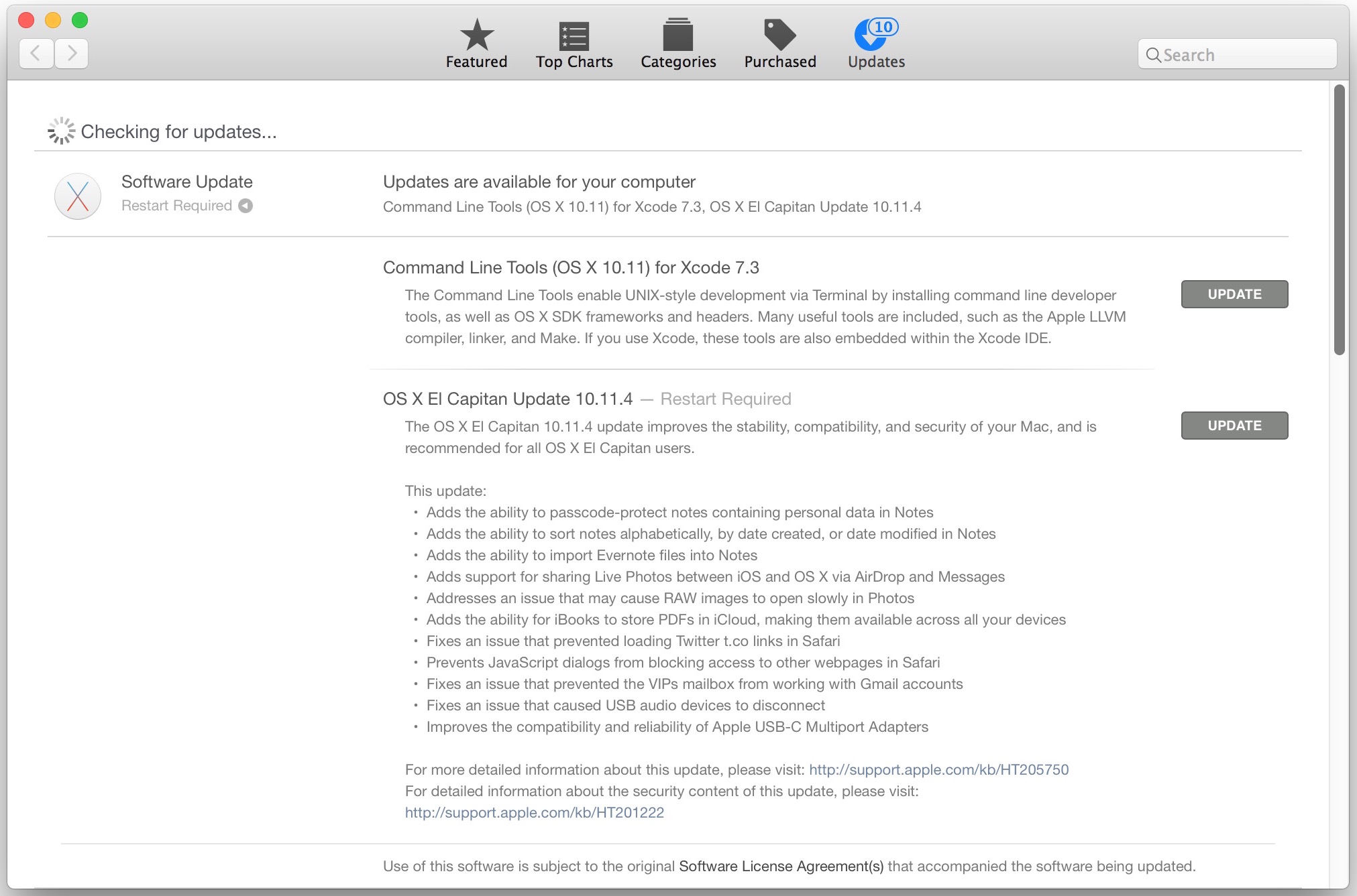 Actualización de OS X 10.11.4 para Mac