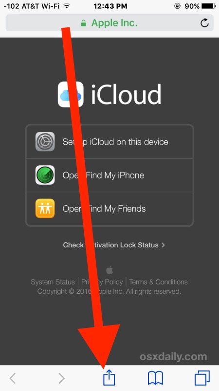 Acceda a la página de inicio de sesión de iCloud.com desde iPhone y iPad