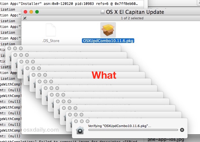 Paquete de actualización de Mac bloqueado verificando