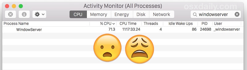 WindowServer consume CPU y ralentiza una Mac